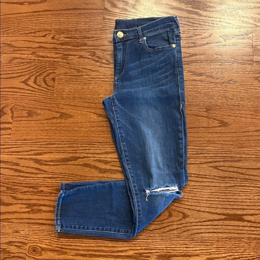 True Religion Halle midrise super skinny stretch denim jeans distressed size 28